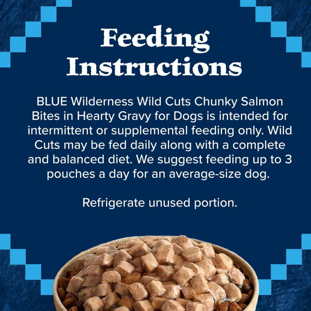 Blue Buffalo Wilderness Trail Toppers Wild Cuts Chunky Salmon Bites in Hearty Gravy Wet Food Topper For Dogs (3 oz x 24 pouches)
