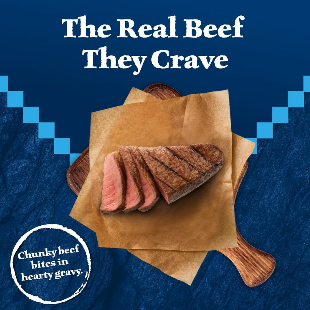 Blue Buffalo Wilderness Wild Cuts Chunky Beef Bites Wet Food Topper For Dogs (3 oz x 24 pouches)