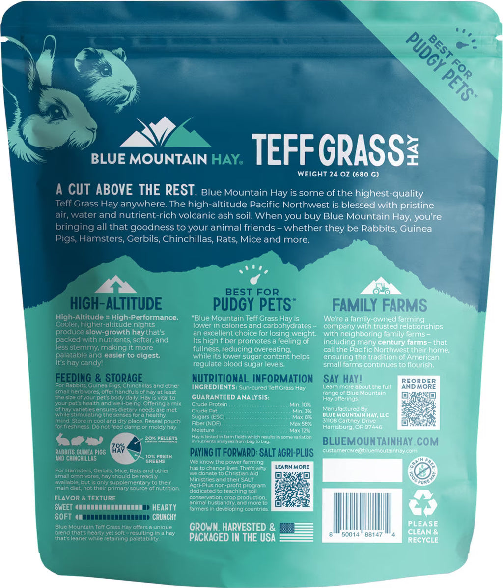 Blue Mountain Hay Teff Grass Hay Small Animal Food