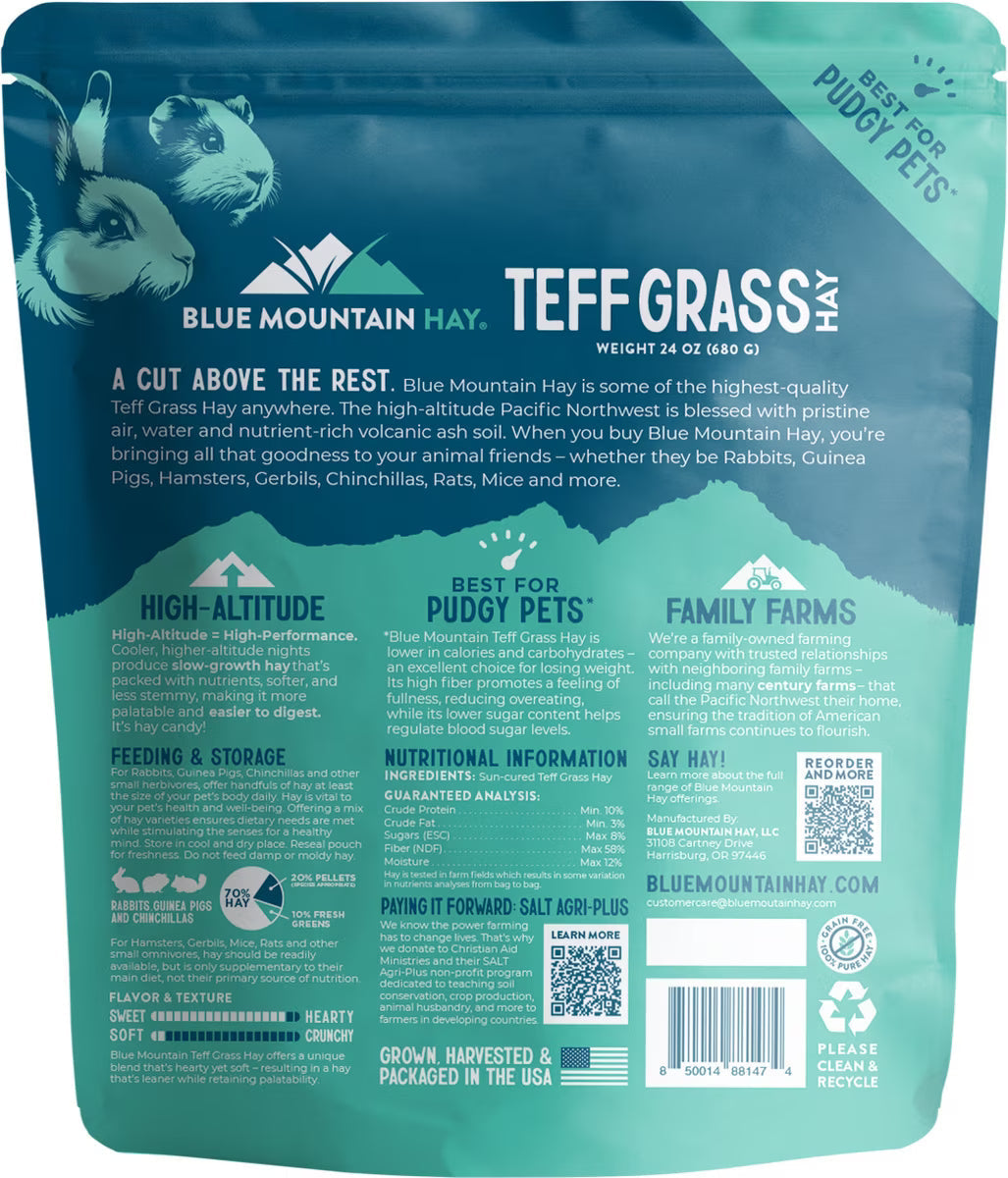 Blue Mountain Hay Teff Grass Hay Small Animal Food