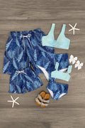 Blue Tropical Family Swimsuits
