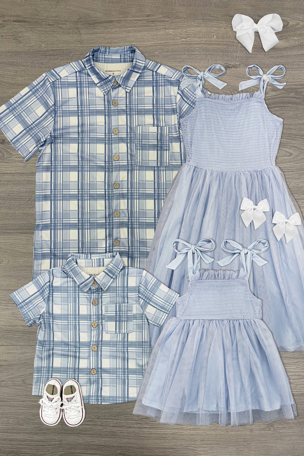Blue Plaid Family Set
