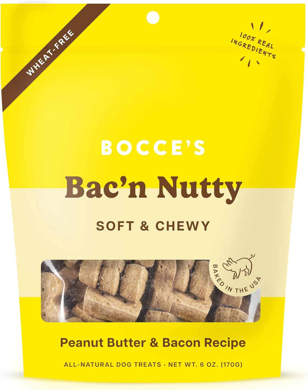Bocce's Bakery Bac'N Nutty Soft & Chewy Dog Treats (6 oz)
