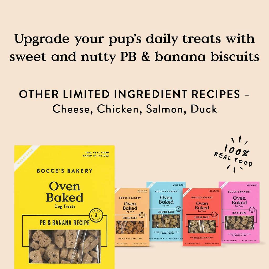 Bocce's Bakery Basics Peanut Butter & Banana Crunchy Biscuits For Dogs (14 oz)