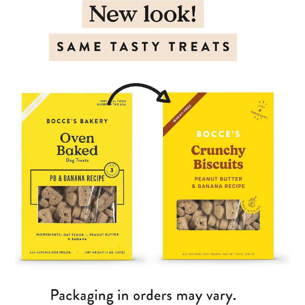 Bocce's Bakery Basics Peanut Butter & Banana Crunchy Biscuits For Dogs (14 oz)