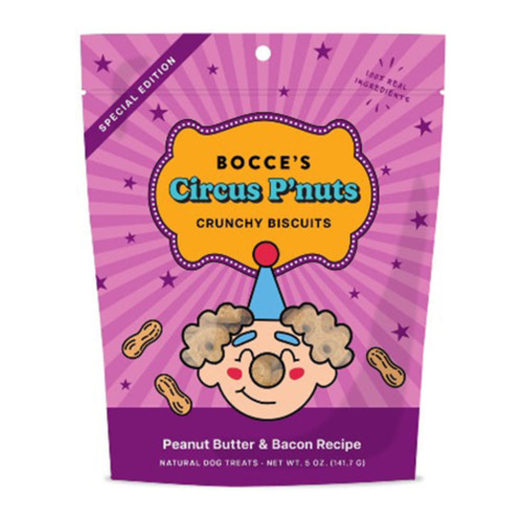 Bocce's Bakery Circus P'nuts Peanut Butter & Bacon Crunchy Biscuit Dog Treats (6 oz)