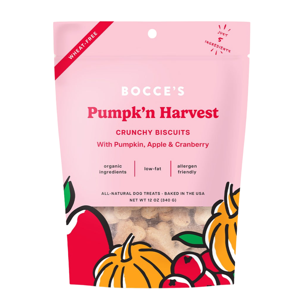 Bocce's Bakery Pumpk'n Harvest Pumpkin, Apple, & Cranberry Crunchy Biscuit Dog Treats (12 oz)