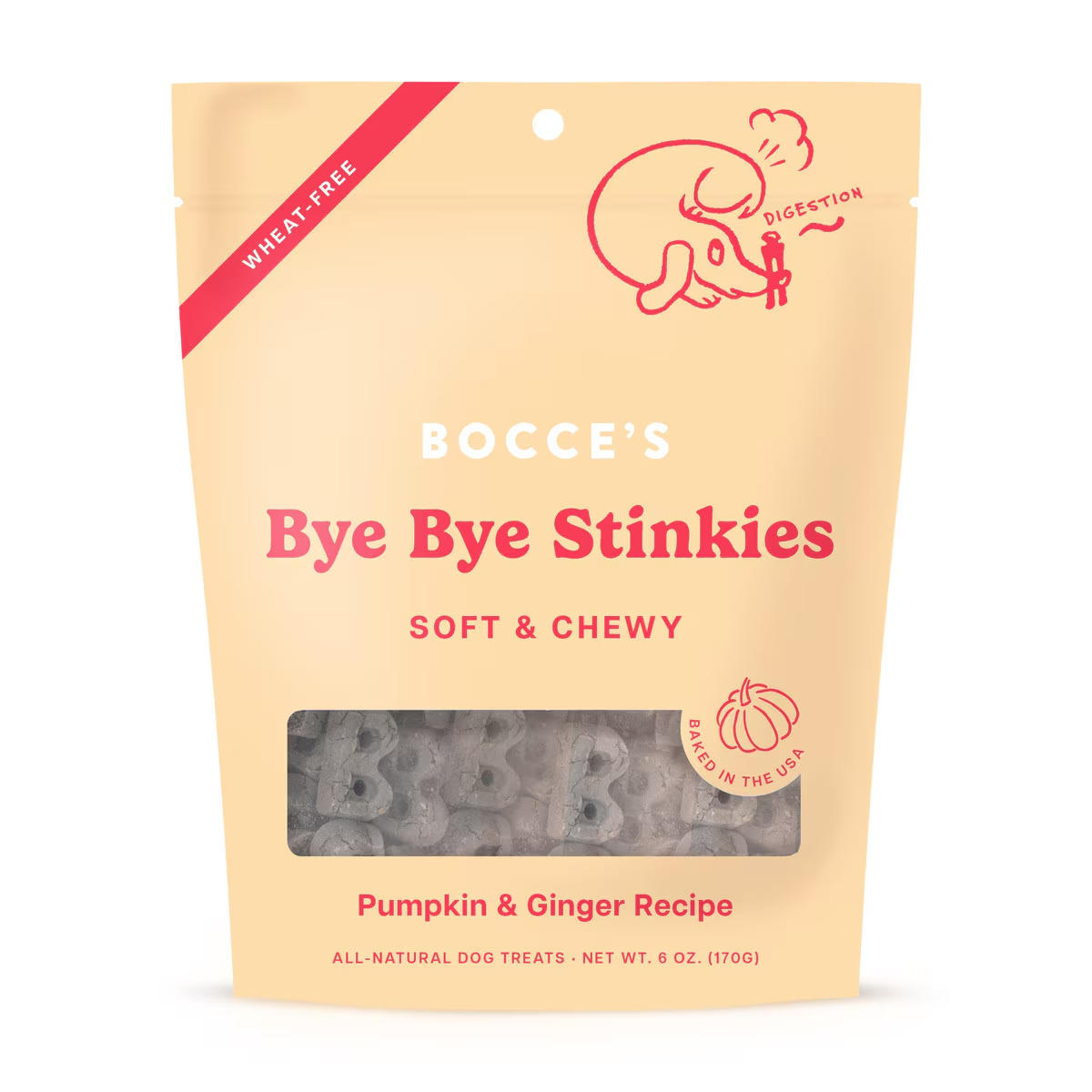 Bocce's Bye Bye Stinkies Digestive Support Soft & Chewy Treats For Dogs (6 oz)