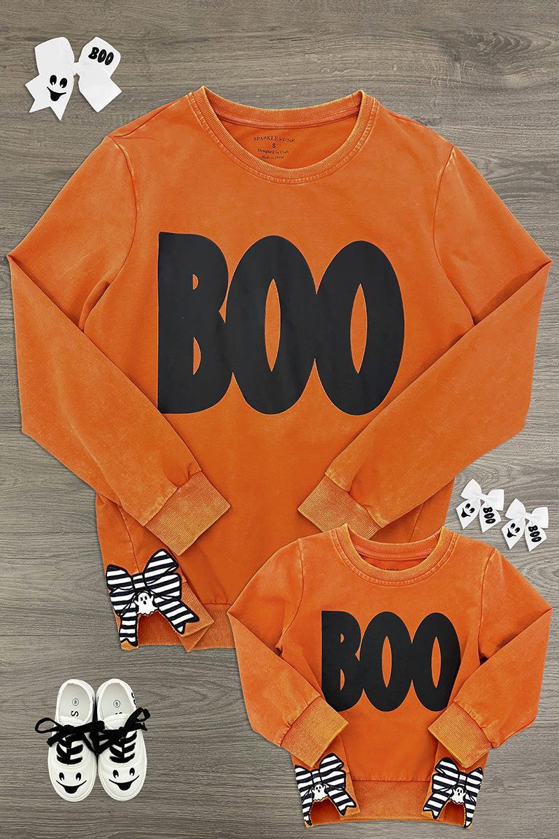 Mom & Me - "Boo" Rust Acid Wash Long Sleeve Top