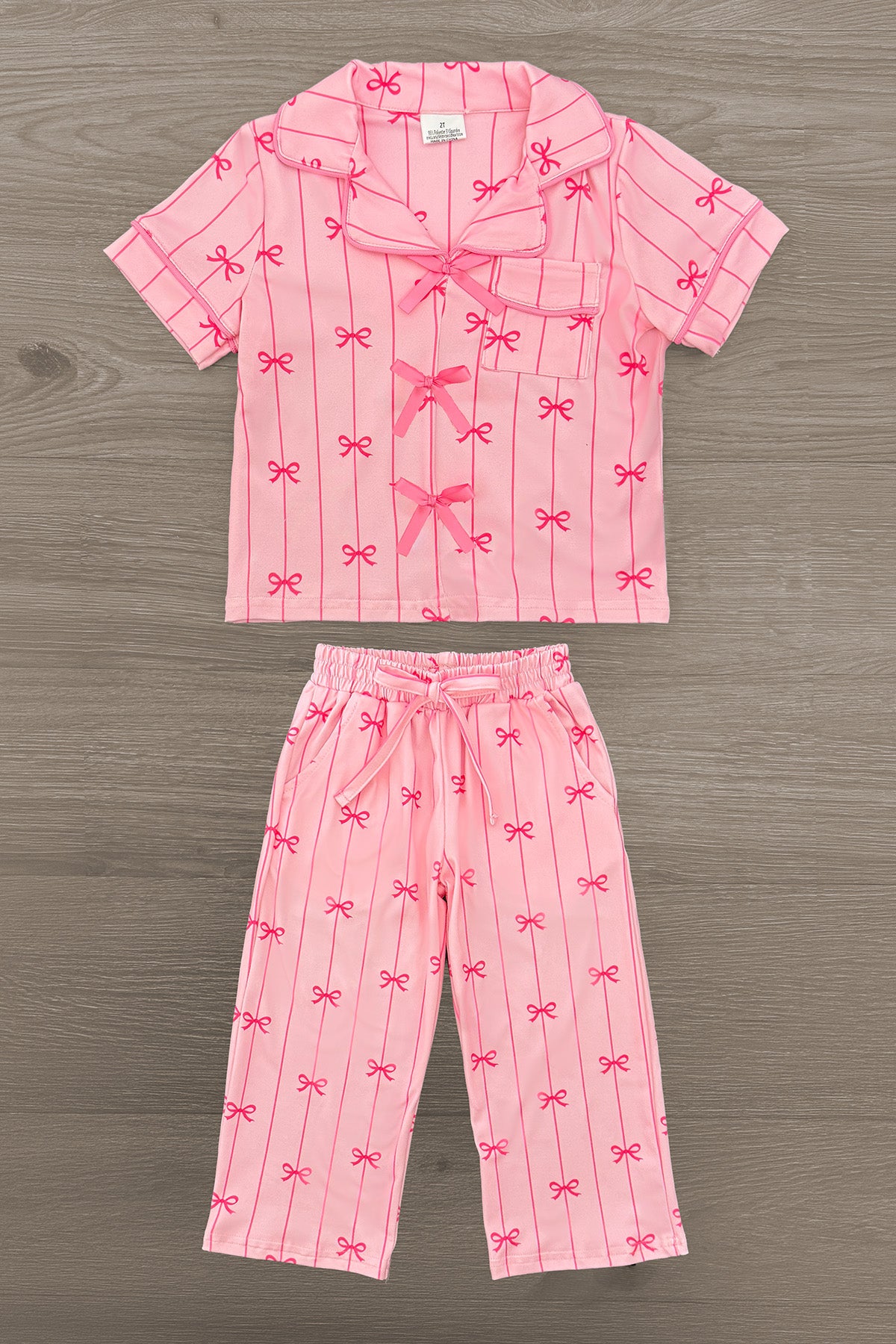Mom & Me - Pink Stripe Bow Pajamas