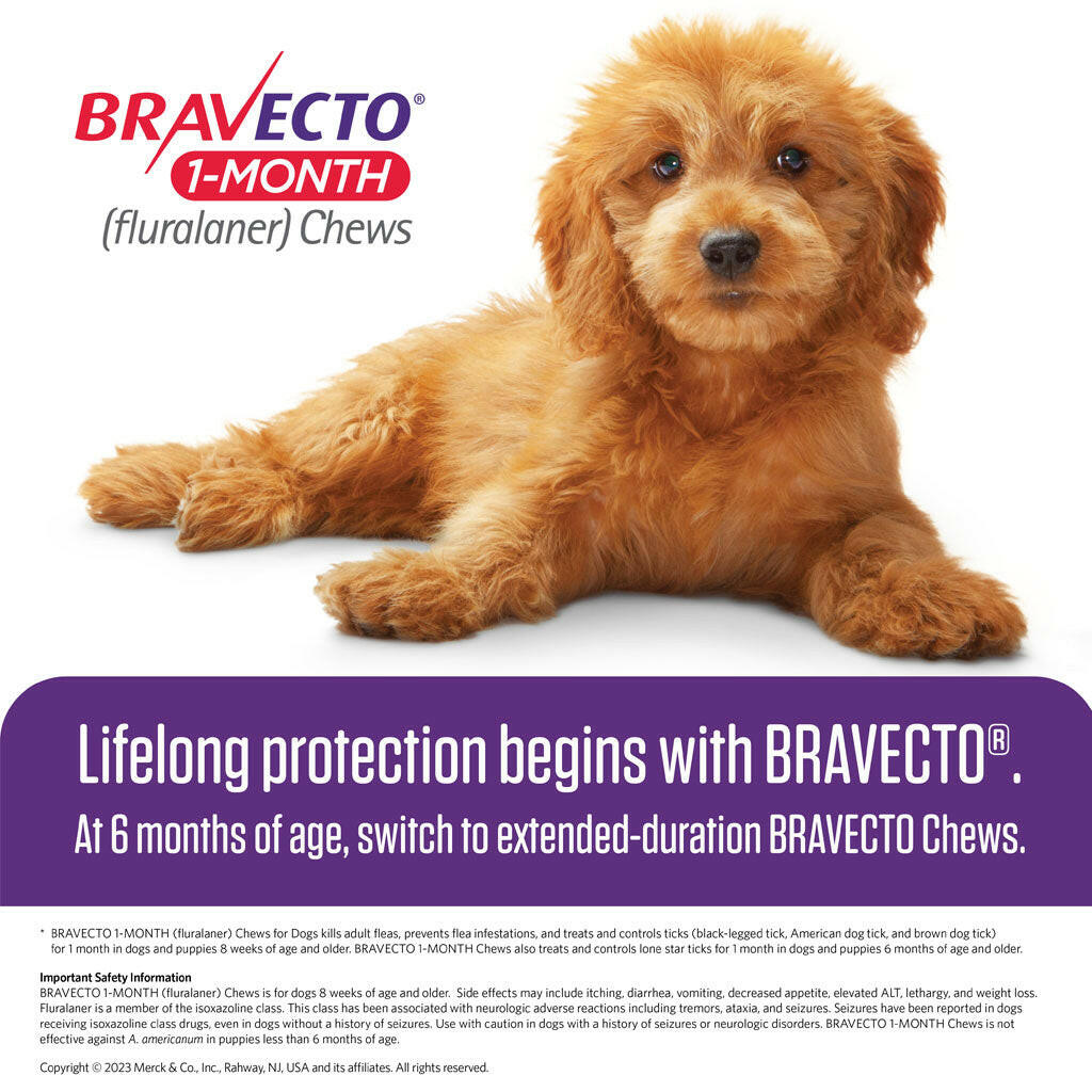 Bravecto 1-Month Chew for Dogs 44-88 lbs (Blue Box)