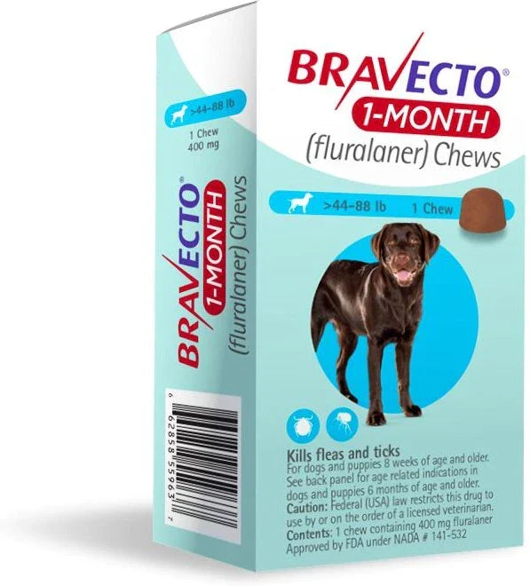 Bravecto 1-Month Chew for Dogs 44-88 lbs (Blue Box)