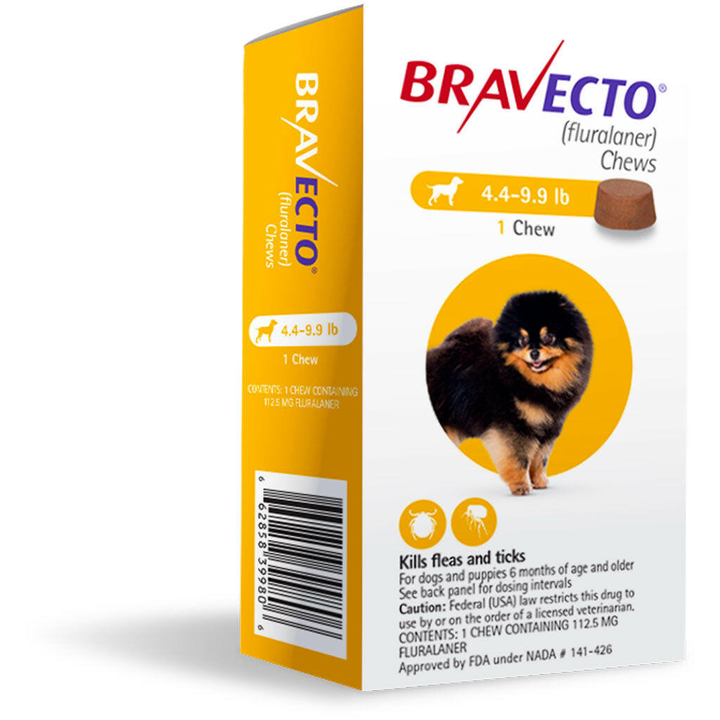 Bravecto Chews for Extra-Small Dogs 4.4-9.9 lbs (Yellow Box)