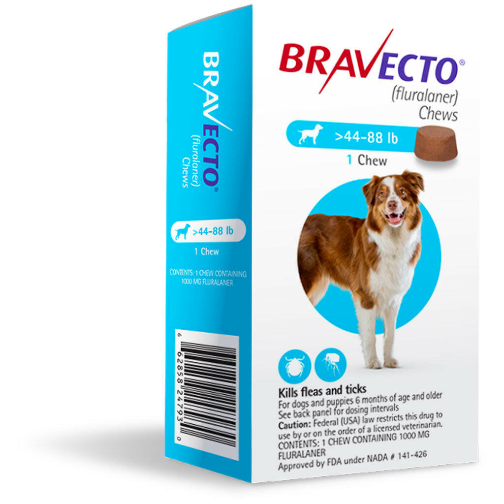 Bravecto Chews for Large Dogs 44-88 lbs (Blue Box)