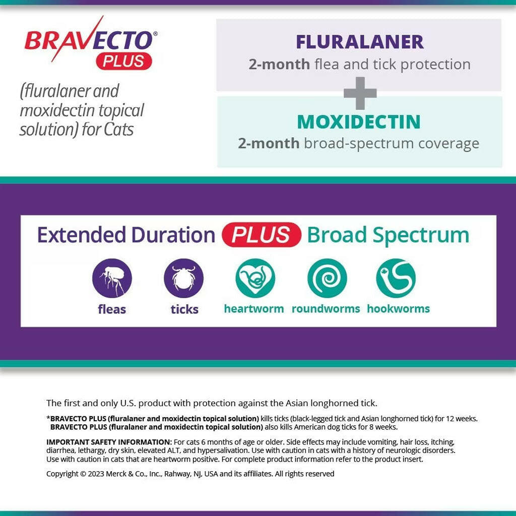 Bravecto PLUS Topical Solution for Large Cats 13.8-27.5 lbs (Purple Box)