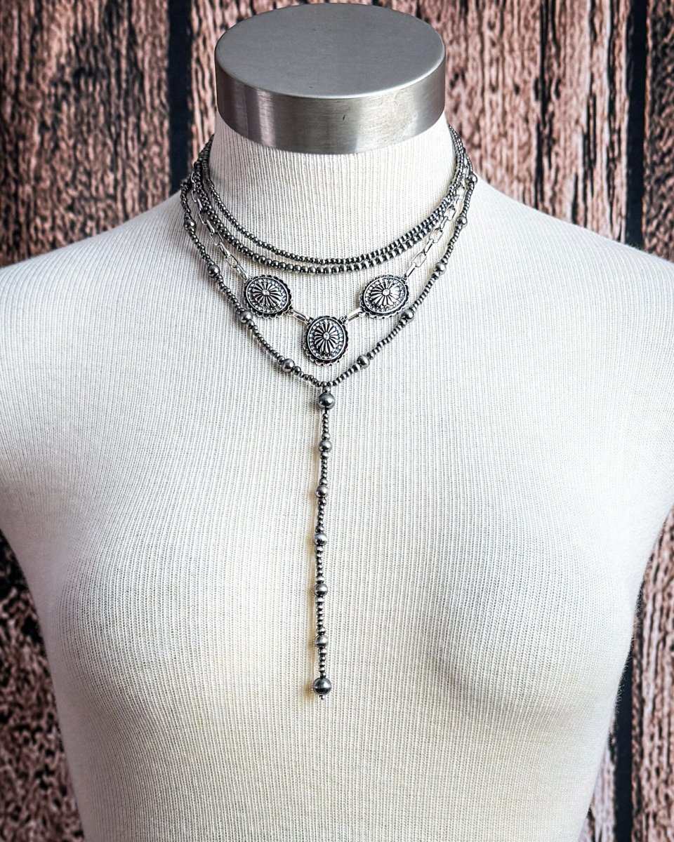 Briarwick Four Strand Concho Lariat Fashion Necklace Set