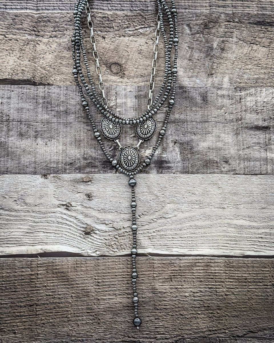 Briarwick Four Strand Concho Lariat Fashion Necklace Set
