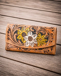 Brown Garden Tooled Leather Wallet by Myra Bag