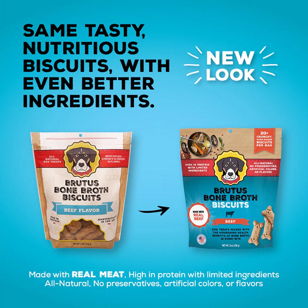 Brutus Broth Bone Broth Biscuits Beef Recipe Dog Treats (8 oz)