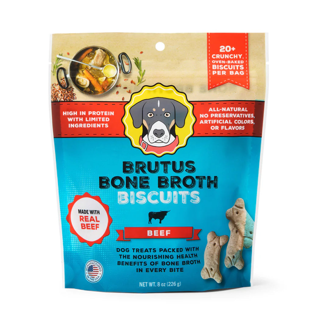 Brutus Broth Bone Broth Biscuits Beef Recipe Dog Treats (8 oz)