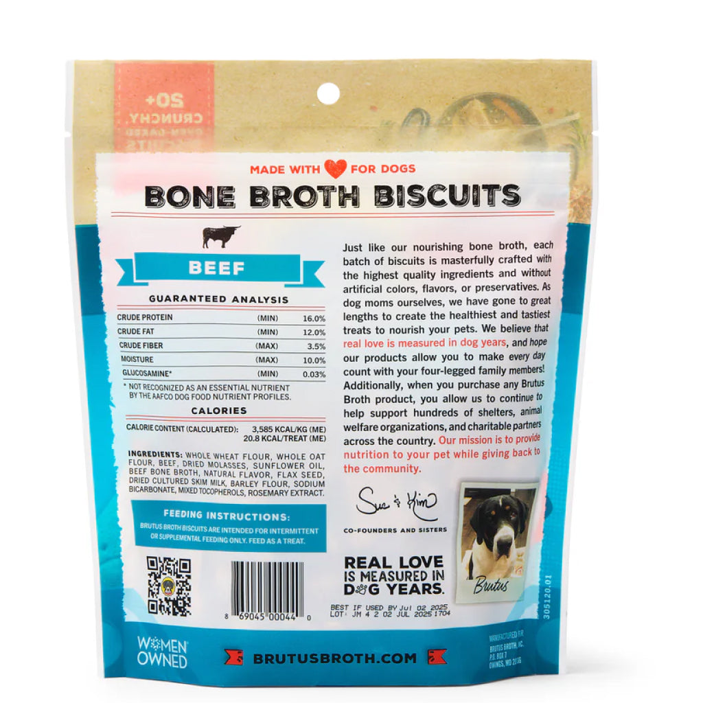 Brutus Broth Bone Broth Biscuits Beef Recipe Dog Treats (8 oz)