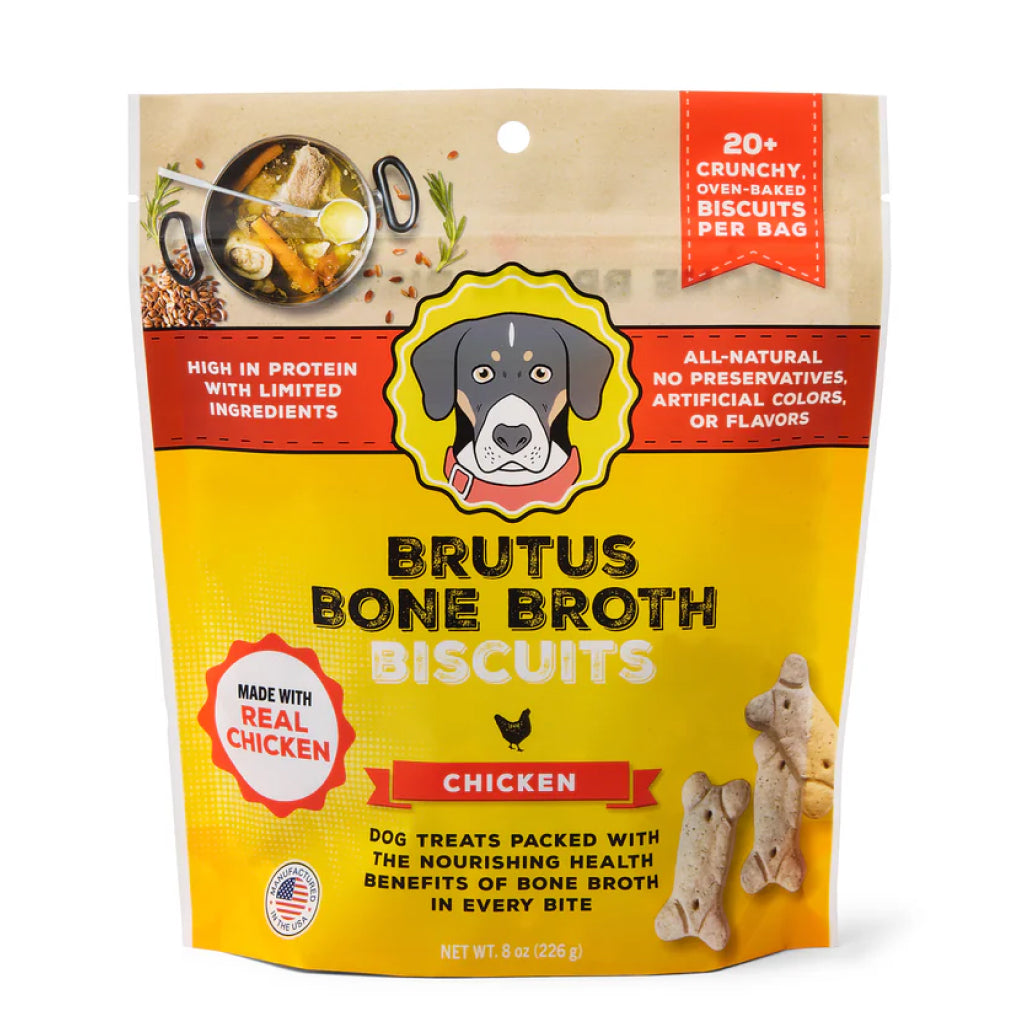 Brutus Broth Bone Broth Biscuits Chicken Recipe Dog Treats (8 oz)