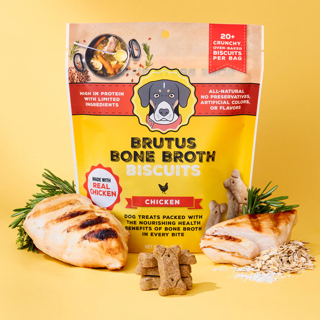 Brutus Broth Bone Broth Biscuits Chicken Recipe Dog Treats (8 oz)