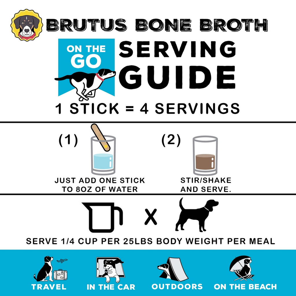 Brutus Broth "On the Go" Instant Beef Bone Broth Sticks Hip & Joint Formula with Glucosamine for Dogs (5 count)