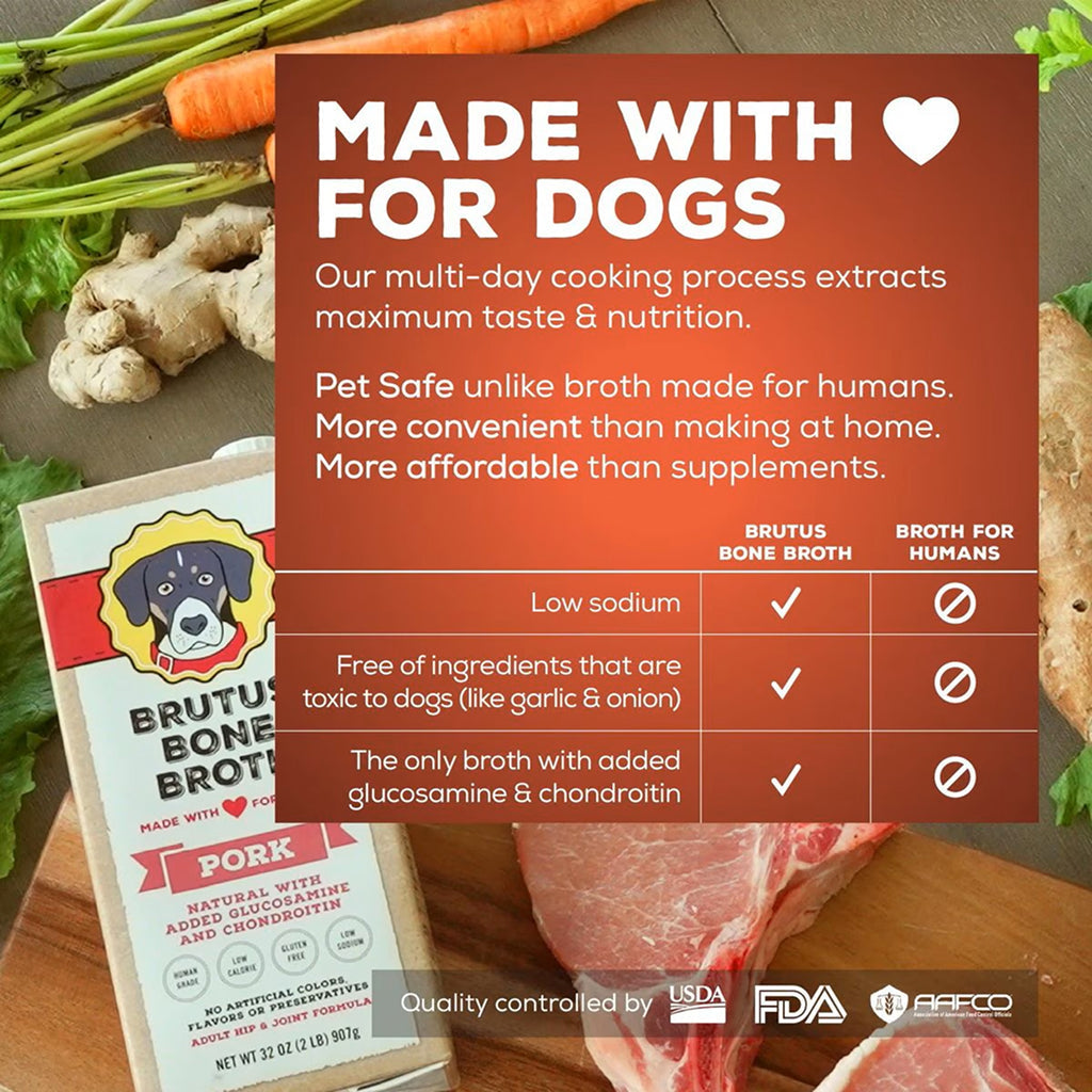Brutus Broth Pork Bone Broth Hip & Joint Formula with Glucosamine for Dogs (32 oz)