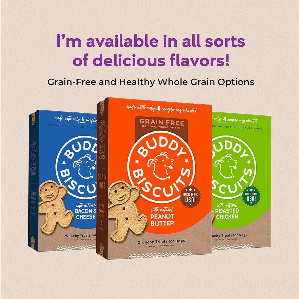 Buddy Biscuits Oven Baked Crunchy Chicken, Grilled Beef, and Sharp Cheddar Dog Treats (16 oz)