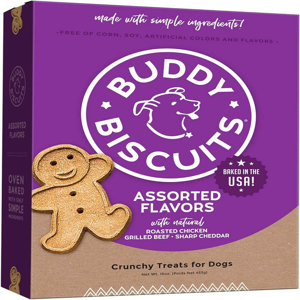 Buddy Biscuits Oven Baked Crunchy Chicken, Grilled Beef, and Sharp Cheddar Dog Treats (16 oz)