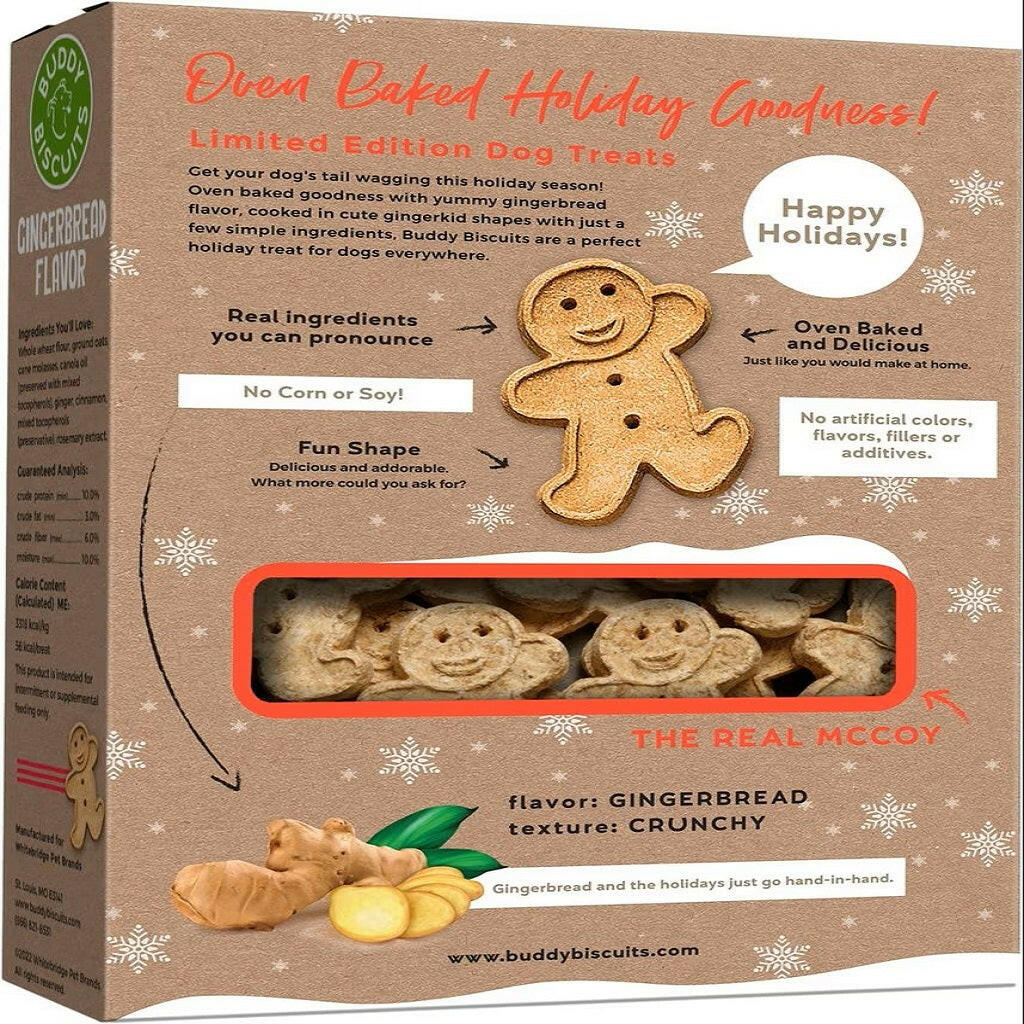 Buddy Biscuits Oven Baked Crunchy Holiday Gingerbread Dog Treats (16 oz)