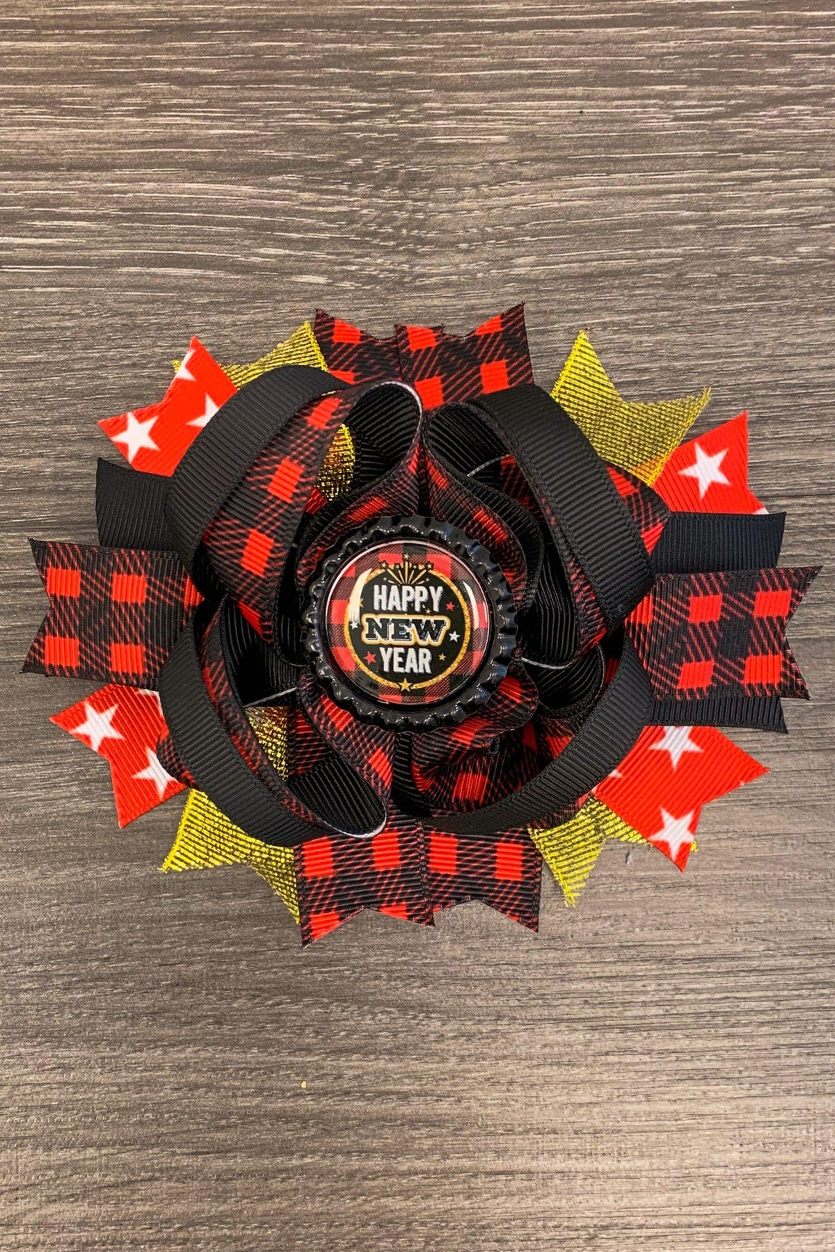 Buffalo Plaid "Happy New Year" Bow