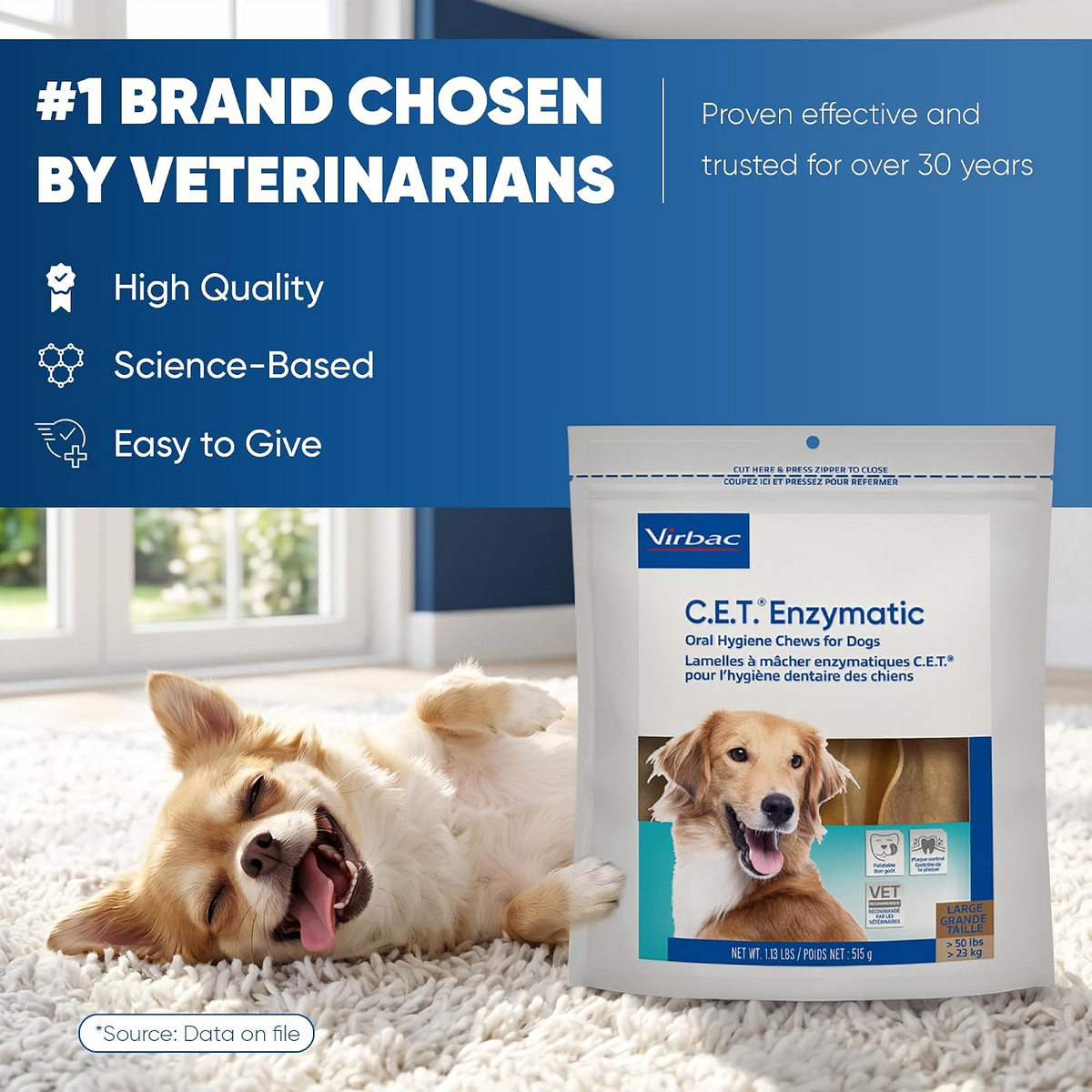 C.E.T. Enzymatic Dental Chews for Large Dogs Over 50 lbs