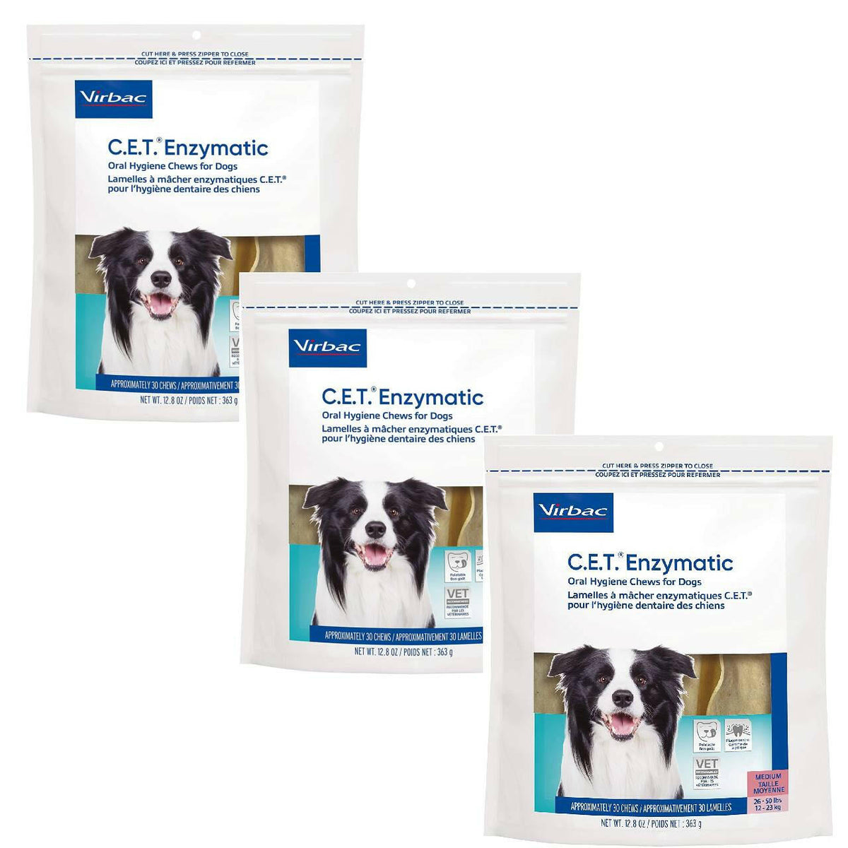 C.E.T. Enzymatic Dental Chews for Medium Dogs 26-50 lbs
