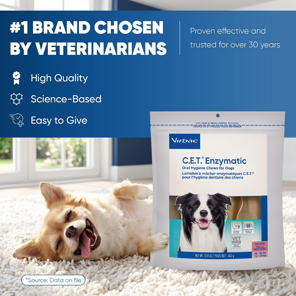 C.E.T. Enzymatic Dental Chews for Medium Dogs 26-50 lbs