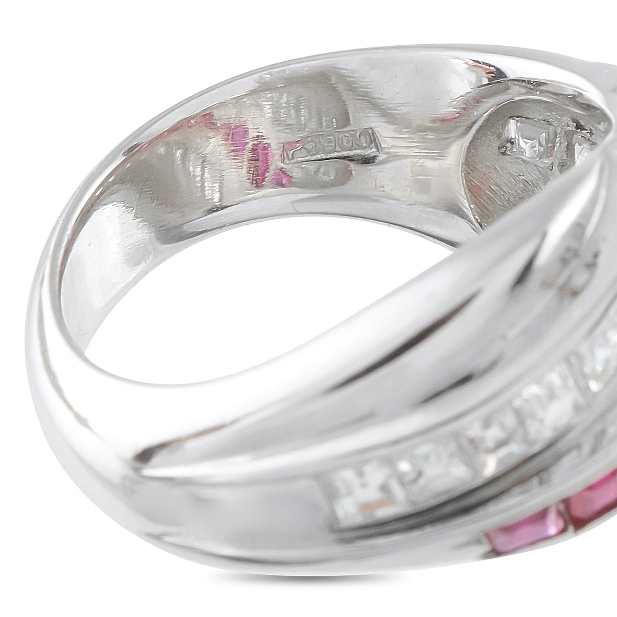 LB Exclusive Platinum 1.0ct Diamond and Ruby Crossover Band Ring MF13-080526