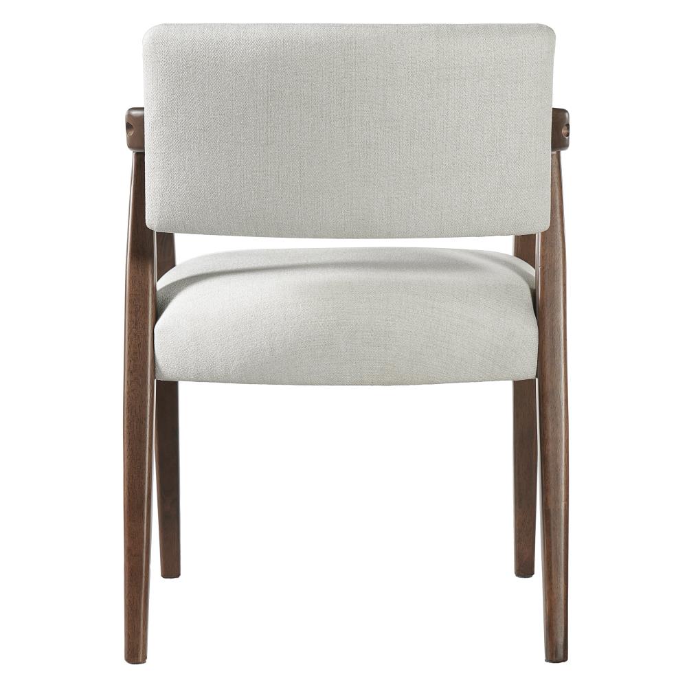 Mid-Century Upholstered Dining Chairs with Armrests and Solid Wood Frame
