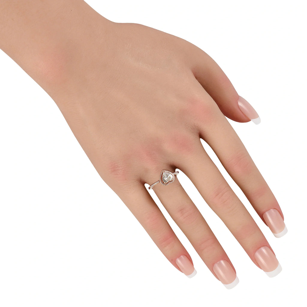 LB Exclusive 18K Rose Gold 1.10ct Diamond Heart Halo Ring MF10-081226