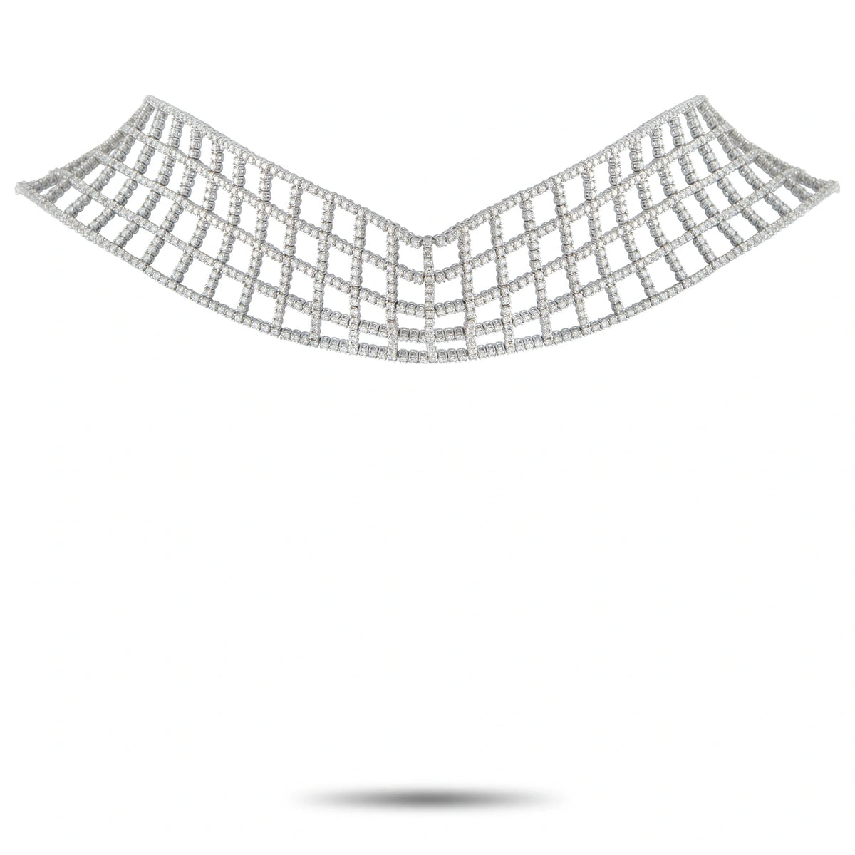 LB Exclusive 18K White Gold 25.20ct Diamond Lattice Choker Necklace MF05-070626