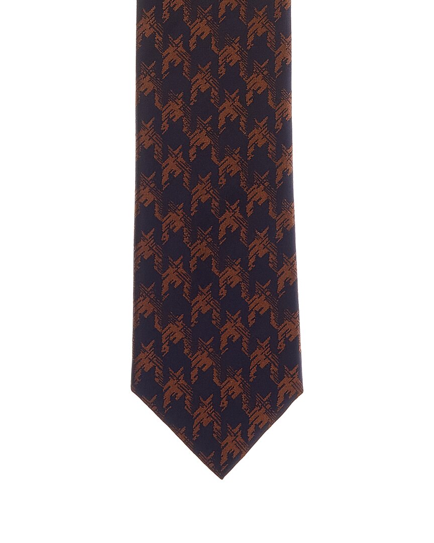 Canali Orange & Navy Houndstooth Silk Tie