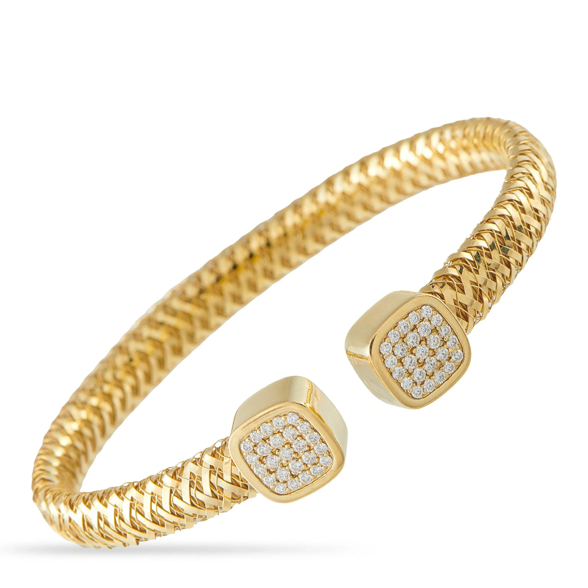 Roberto Coin Primavera 18K Yellow Gold 0.50ct Diamond Woven Cuff Bracelet RC17-090226