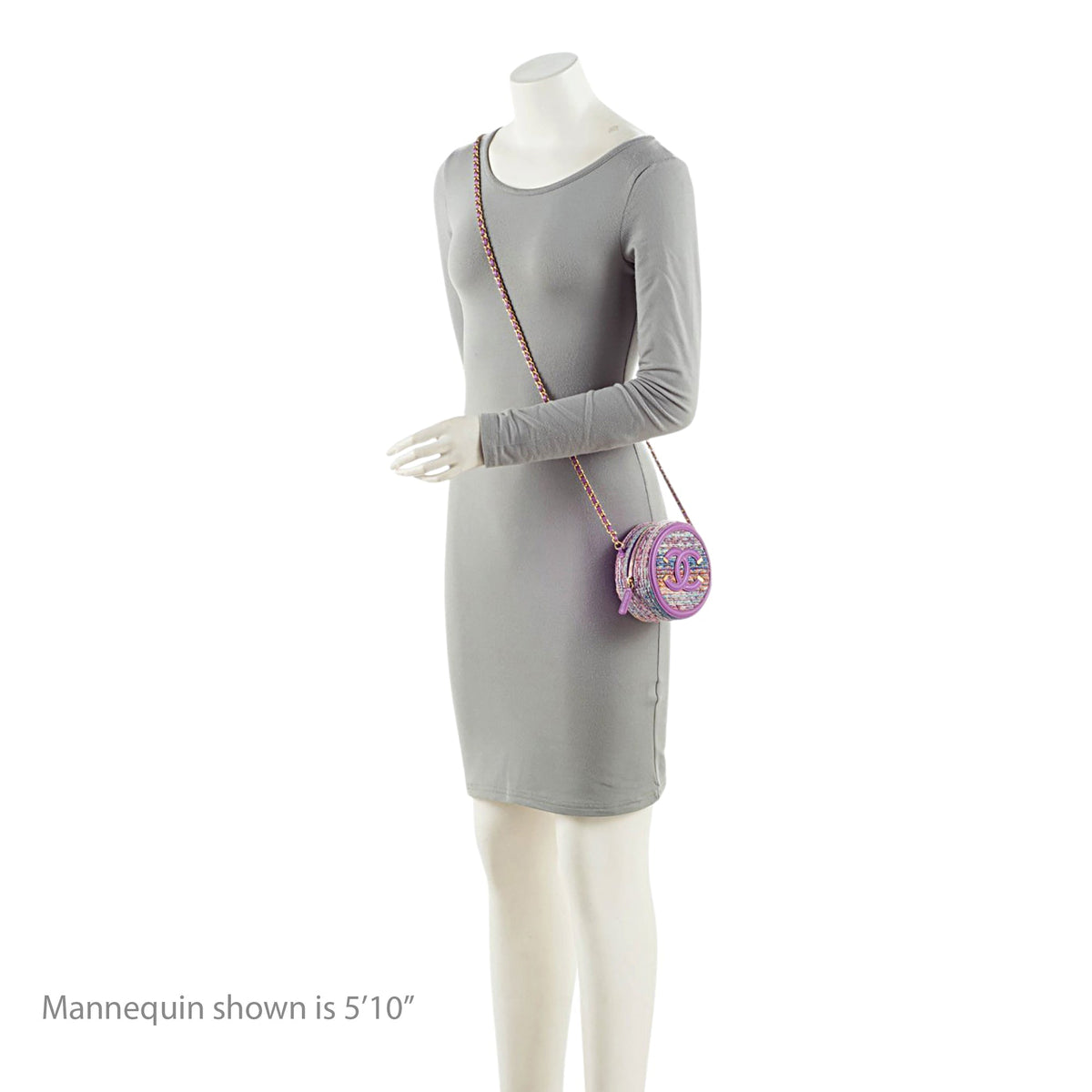 Chanel Tweed CC Filigree Round Clutch with Chain