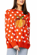 Polka Dot Pumpkin Sweater In Orange
