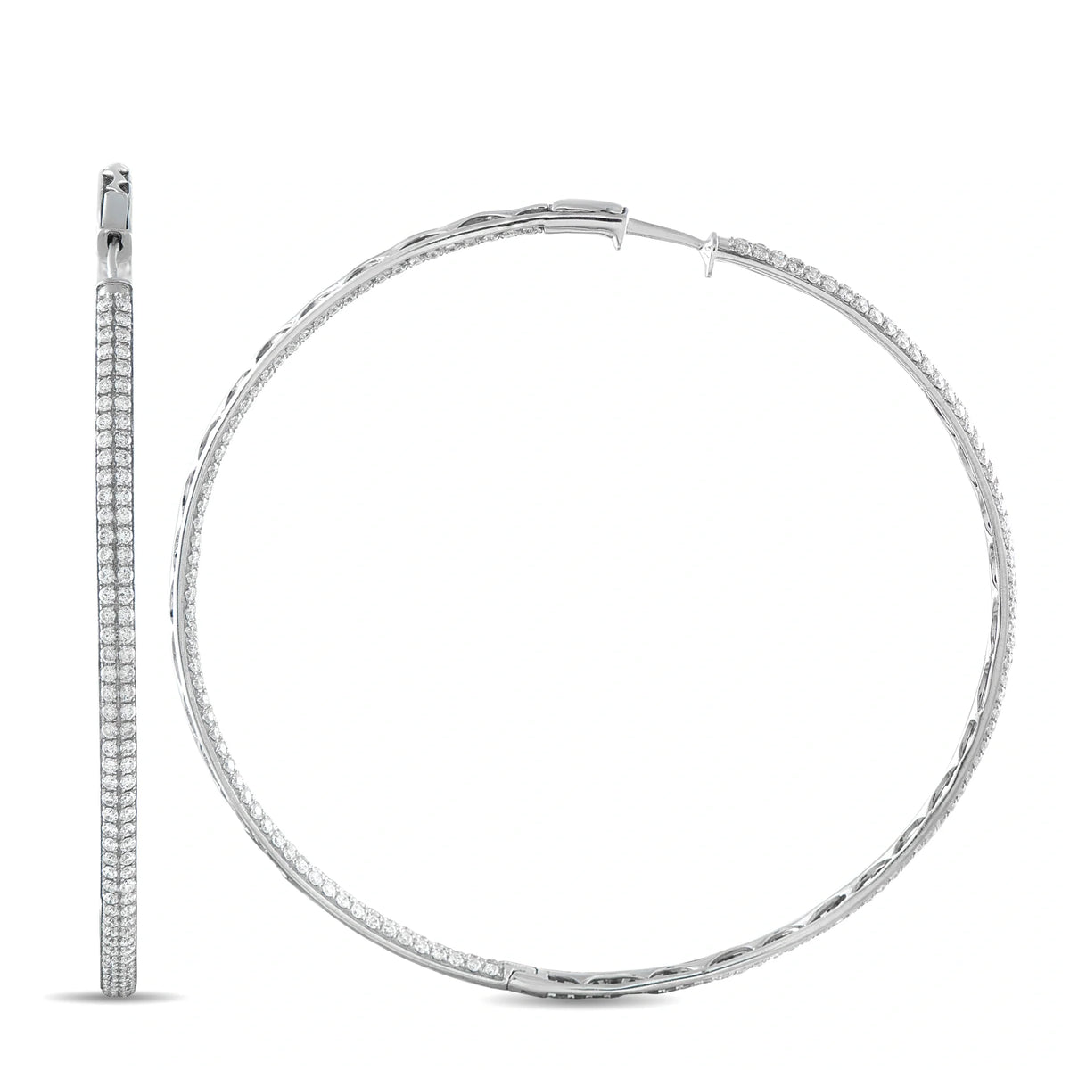 LB Exclusive 18K White Gold 5.20ct Diamond Inside-Out Hoop Earrings MF12-070626