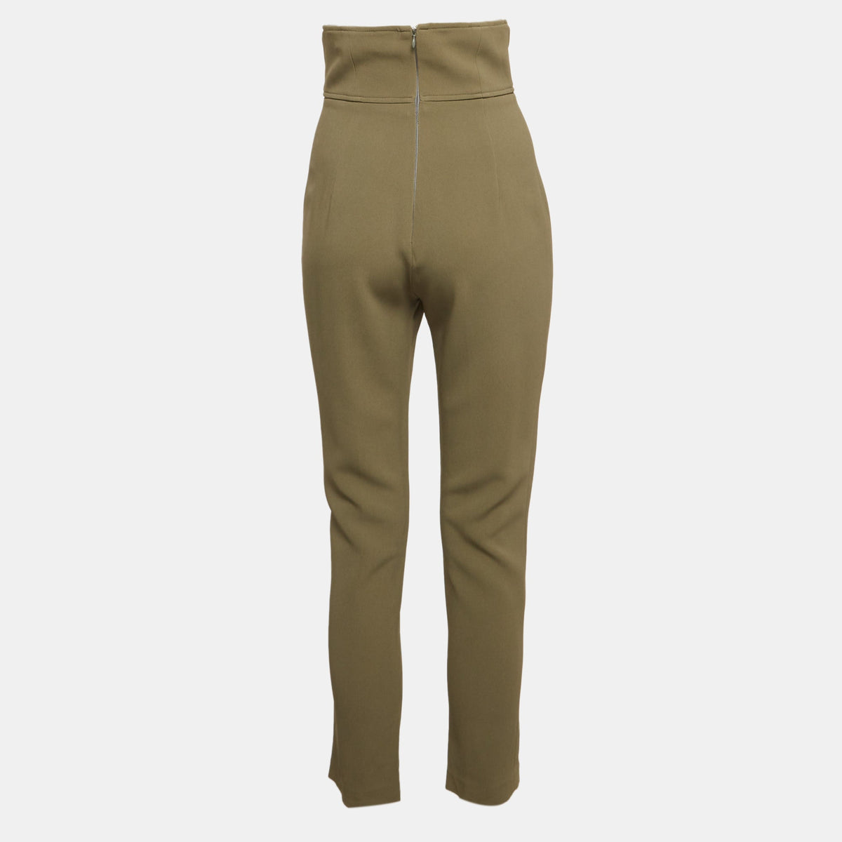 Elisabetta Franchi Green Crepe Slim Fit Trousers
