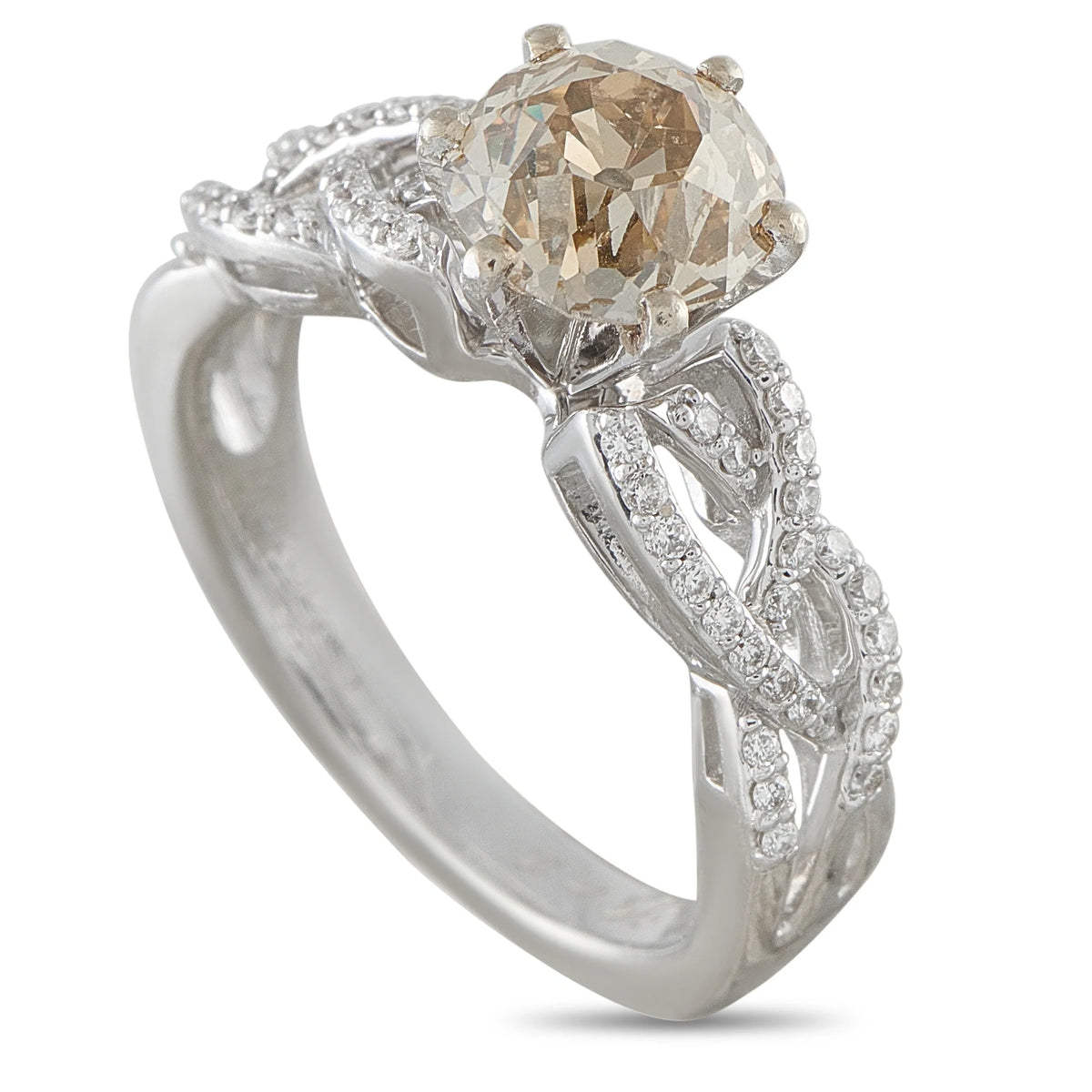 LB Exclusive 18K White Gold 2.20ct Old Mine-Cut Diamond Ring MF08-070126