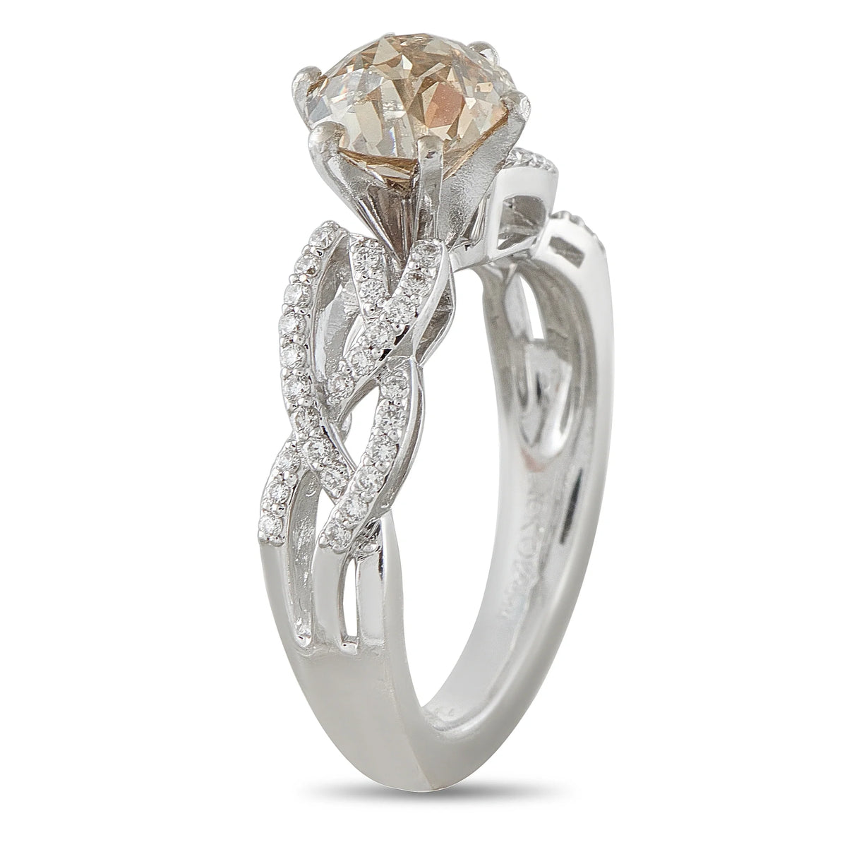 LB Exclusive 18K White Gold 2.20ct Old Mine-Cut Diamond Ring MF08-070126