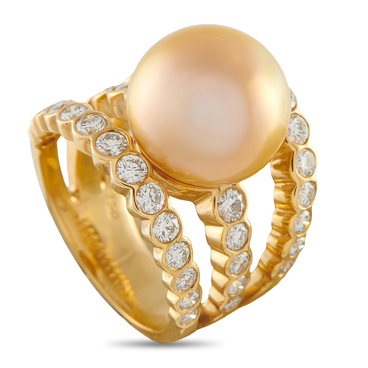 Assael 18K Yellow Gold 1.72ct Diamond and Golden Pearl Ring AS02-071526