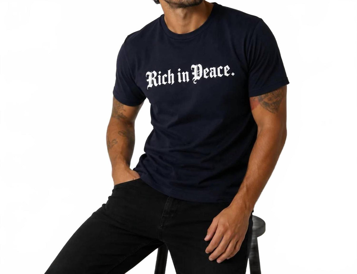 Rich In Peace Organic Tee In Navy